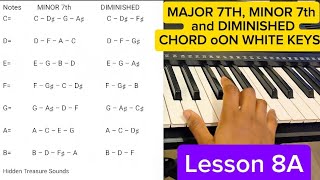 Lesson 8A: MAJOR 7TH, MINOR 7th and DIMINISHED CHORDS ON WHITE KEYS 