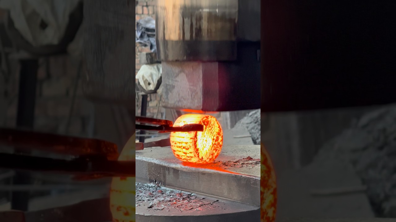 Forging 15kg round circular billet by pneumatic hammer machine 