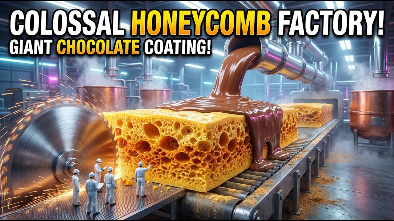 Inside a Giant Honeycomb Chocolate Factory | How Crunchy Honeycomb Bars Are Made