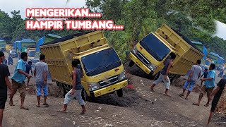 Nyaris Tumbang!!!... Driver canter Hdx Muatan Batubara  Tetap tak gentar yang penting lolos..