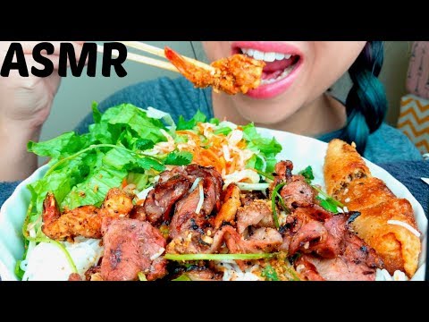 ASMR Vietnamese Grilled Pork Rice Noodles + Egg roll 🍤 *No Talking* suellASMR