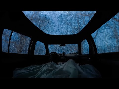 Supera l'insonnia in 5 minuti con una forte pioggia in un'auto accogliente | rilassati e calmati