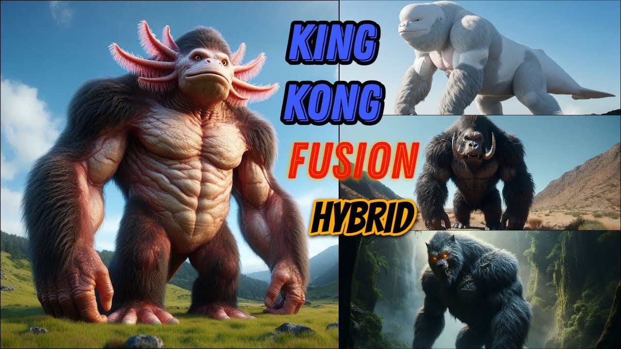 Incredible Animal Fusion Hybrids: King Kong Fused with Polar bear Tiger Hippo Shark Hyena & More!