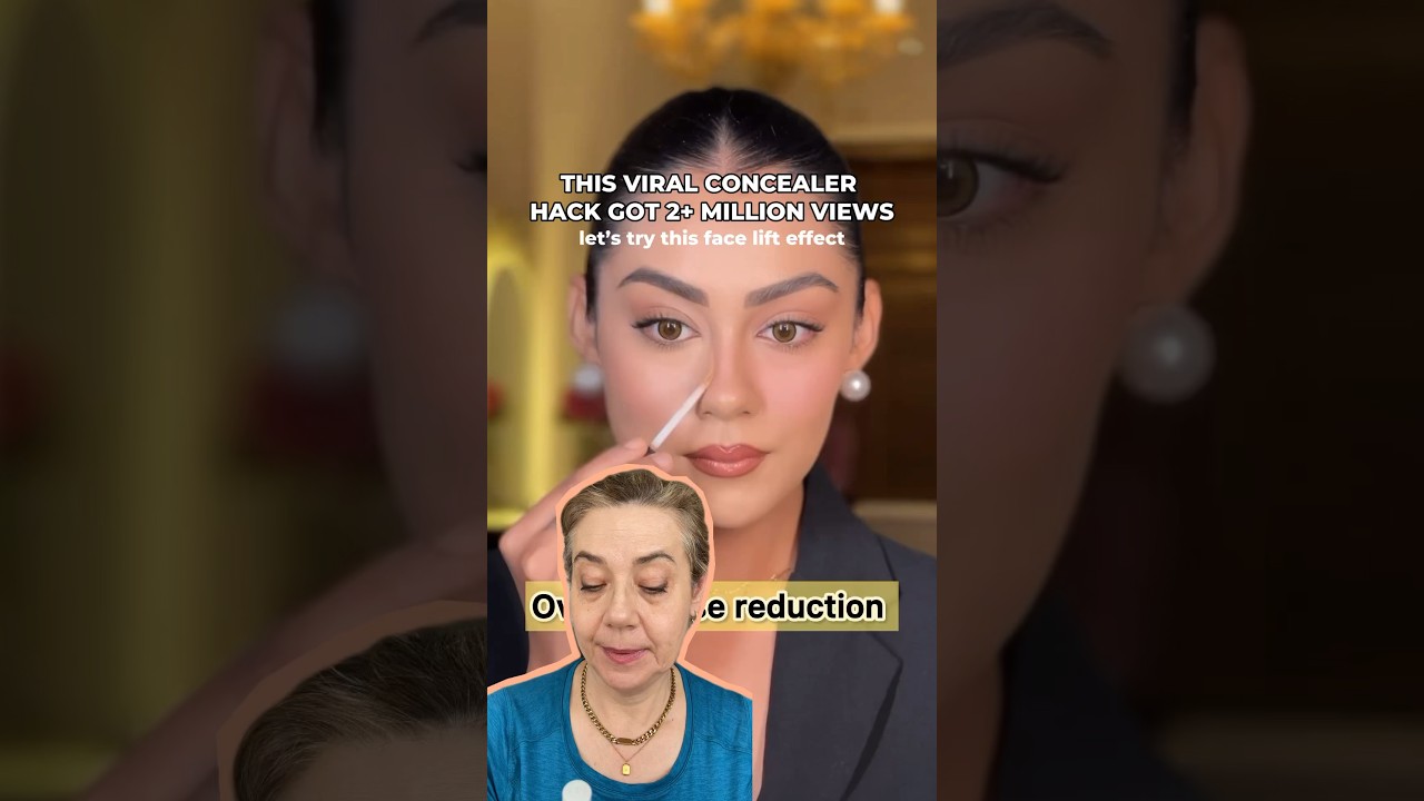 Repeating viral concealer lifting trick on mature face 