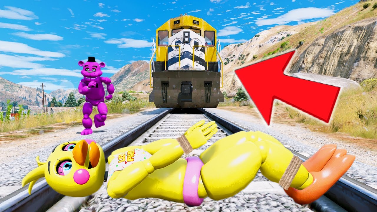 SHADOW FREDDY SAVES CHICA FROM THE TRAIN RUNNING HER OVER! (GTA 5 Mods For Kids FNAF Funny Moments) funny moments in soccer