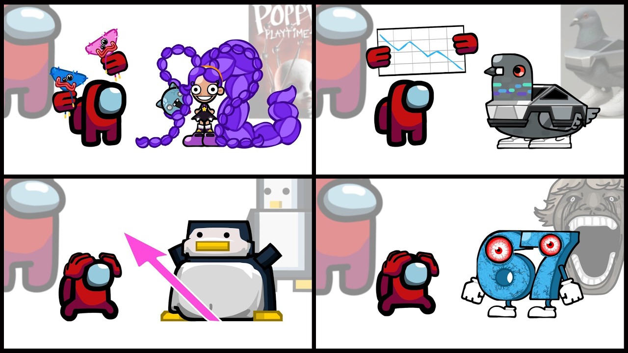 Mini Crewmate Kills Italian Brainrot Characters - Part 1-4 | Among Us