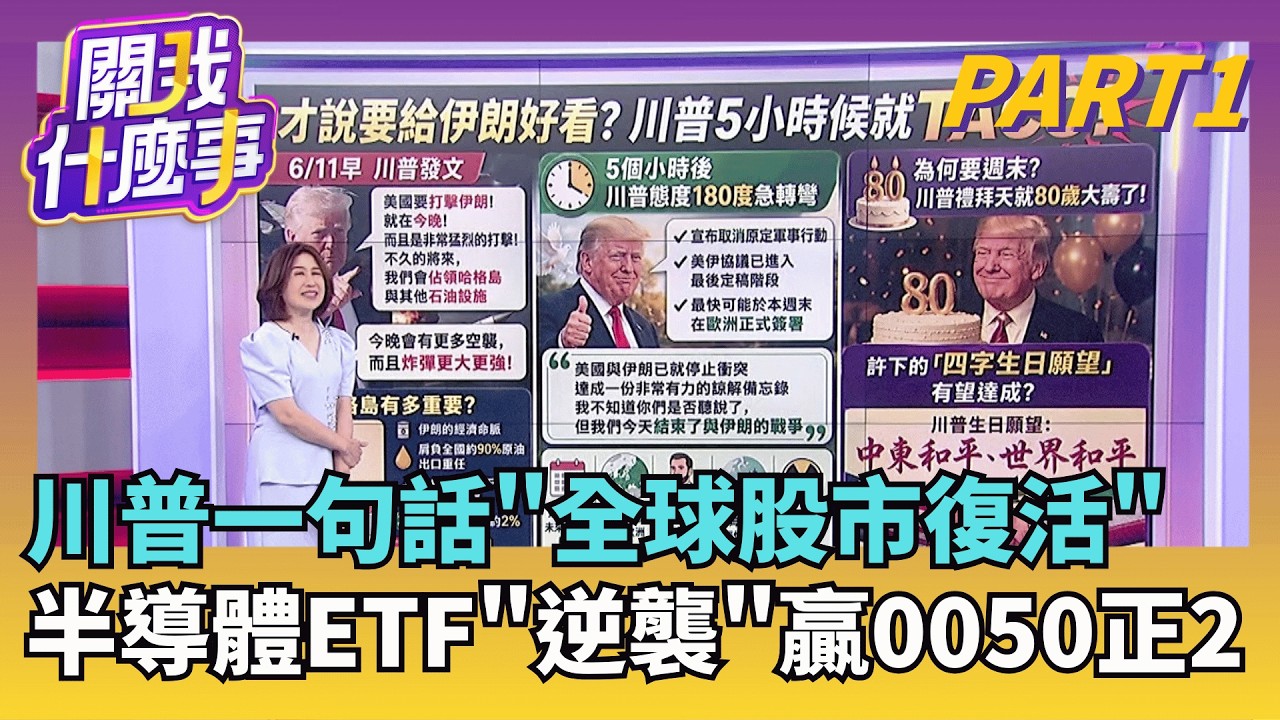 是誰在說大話? 川普稱達成備忘錄"今天結束戰爭"! 台股強軋下週三結算?!先做多押寶等"先蹲後跳"?!|【關我什麼事PART1】陳斐娟 主持|20260612 關我什麼事