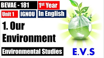 BEVAE 181 UNIT 1 Our environment I  IGNOU Environmental Studies  ( EVS ) I Summary I Imp questions