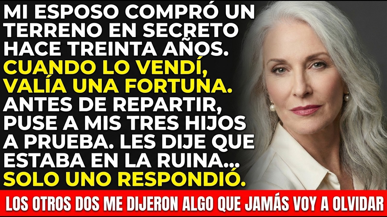 Mi esposo compró un terreno en SECRETO. Valía una fortuna. Puse a MIS HIJOS a prueba. Solo UNO pasó