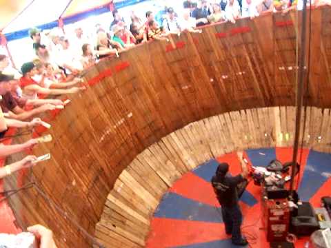 Doni Daniels riding on the 'Wall Of Death' at the ...