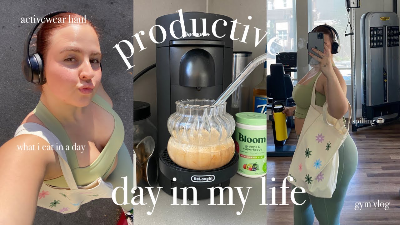 GYM VLOG!! productive day in my life: what I eat in a day, activewear ...