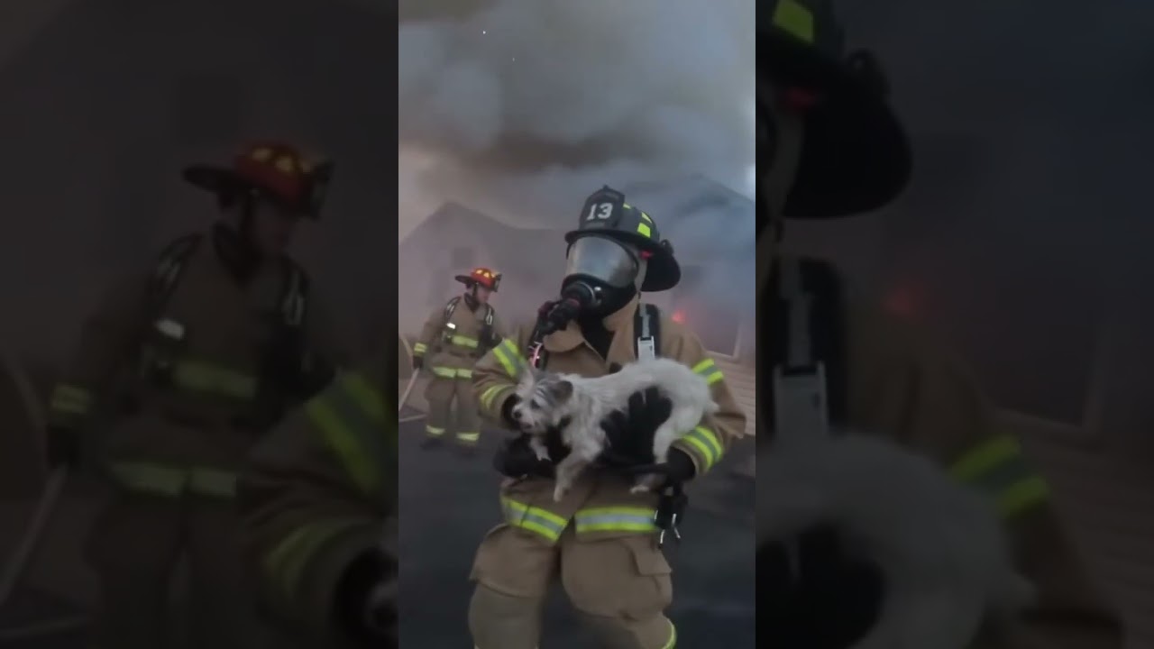 Hero Firefighter Saves Dog from Burning House