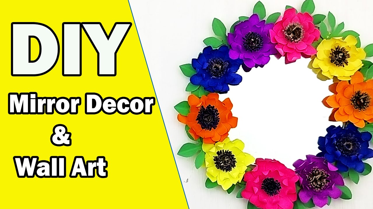 DIY Mirror Decor Stunning Paper Flower Wall Art YouTube