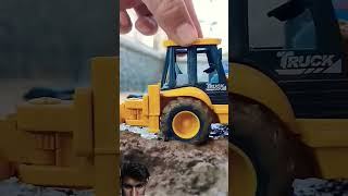 JCB in Action|Bulldozer loading soil into aTATA TruckExcavator scale model miniature#machine