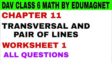 DAV CLASS 6 MATHS CHAPTER 11 TRANSVERSAL AND PAIR OF LINES WORKSHEET 1 | BY EDUMAGNET
