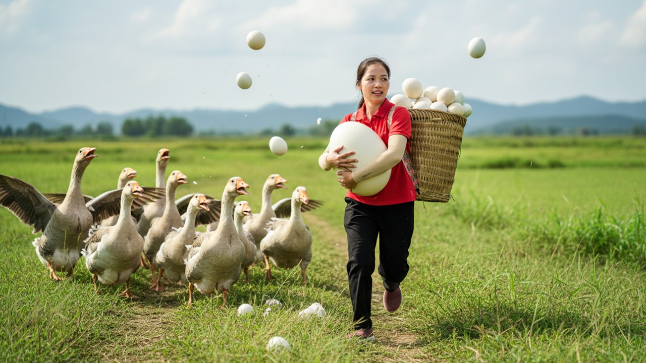 TIMELAPSE - 279 Days In Forest Harvesting Goose Eggs, Wild Plums & Lemons Go To Market Sell