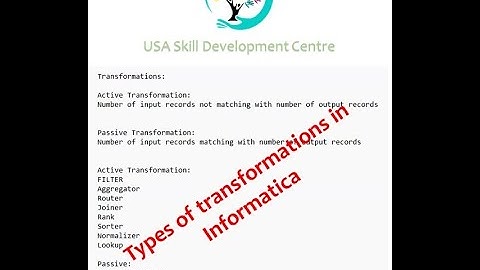 Active and Passive Transformations in Informatica