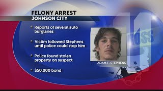 Johnson City man arrested on 6 counts of auto burglary; more charges pending