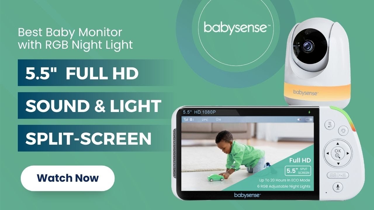 Maxview Baby Monitor 5.5 Inch 1080p Full HD, White Noise, Split-Screen with  1 or 2 Cameras