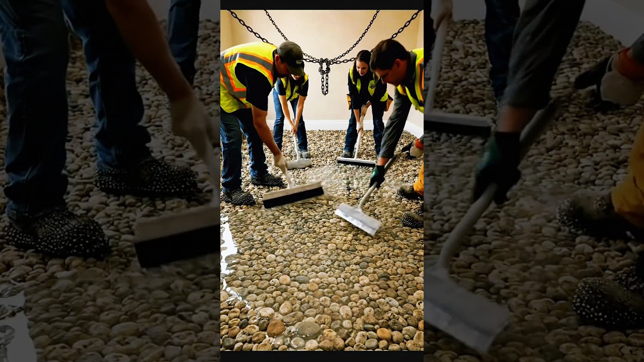 Stunning Epoxy River Stone Floor with Suspended Bed 