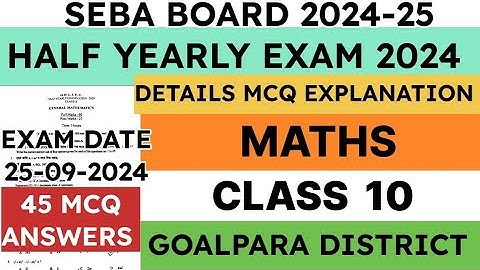 Class 10 Half Yearly Exam Question Paper 2024 | General Maths | Goalpara District | seba | solved