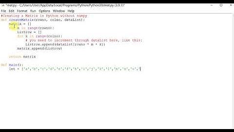 Creating a Matrix in Python without numpy