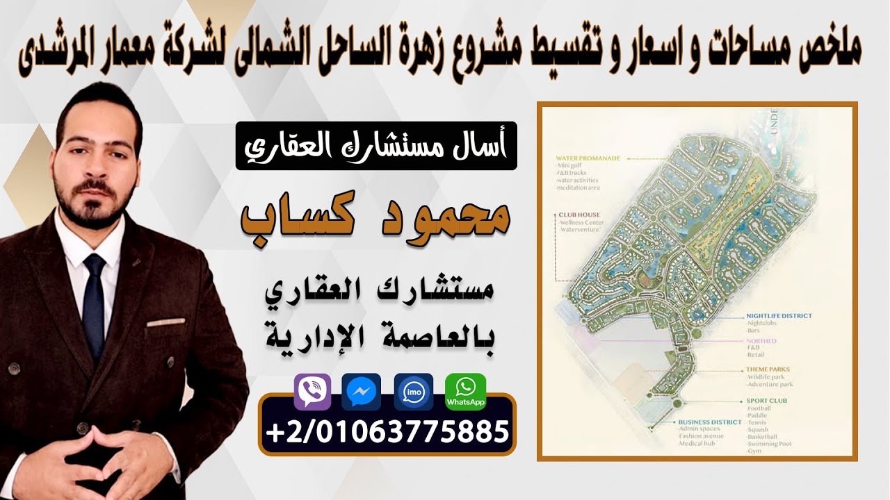 ملخص مساحات و اسعار و تقسيط مشروع زهرة Zahra الساحل الشمالى لشركة معمار المرشدى