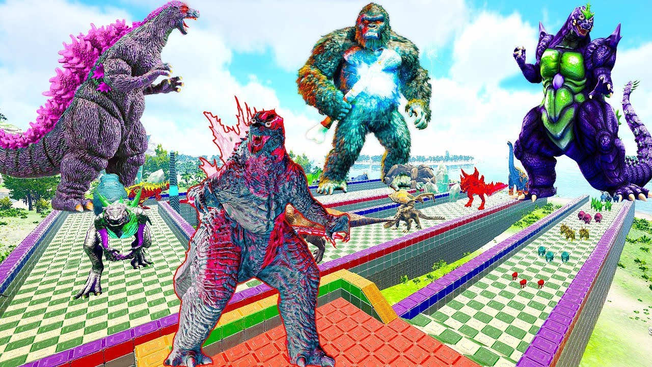 Ark Dinosaur Deathrun Vs Indoraptor Vs Spider T-rex - Ark Creature Survival Evolved