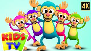 five little monkeys jumping bed nursery rhyme kids