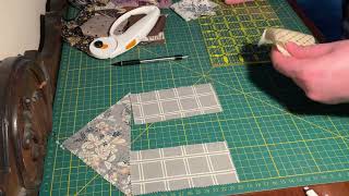 Turning charm squares into houses 🏠templating and cutting fabric for my hand-sewn Village Quilt 🪡🧵