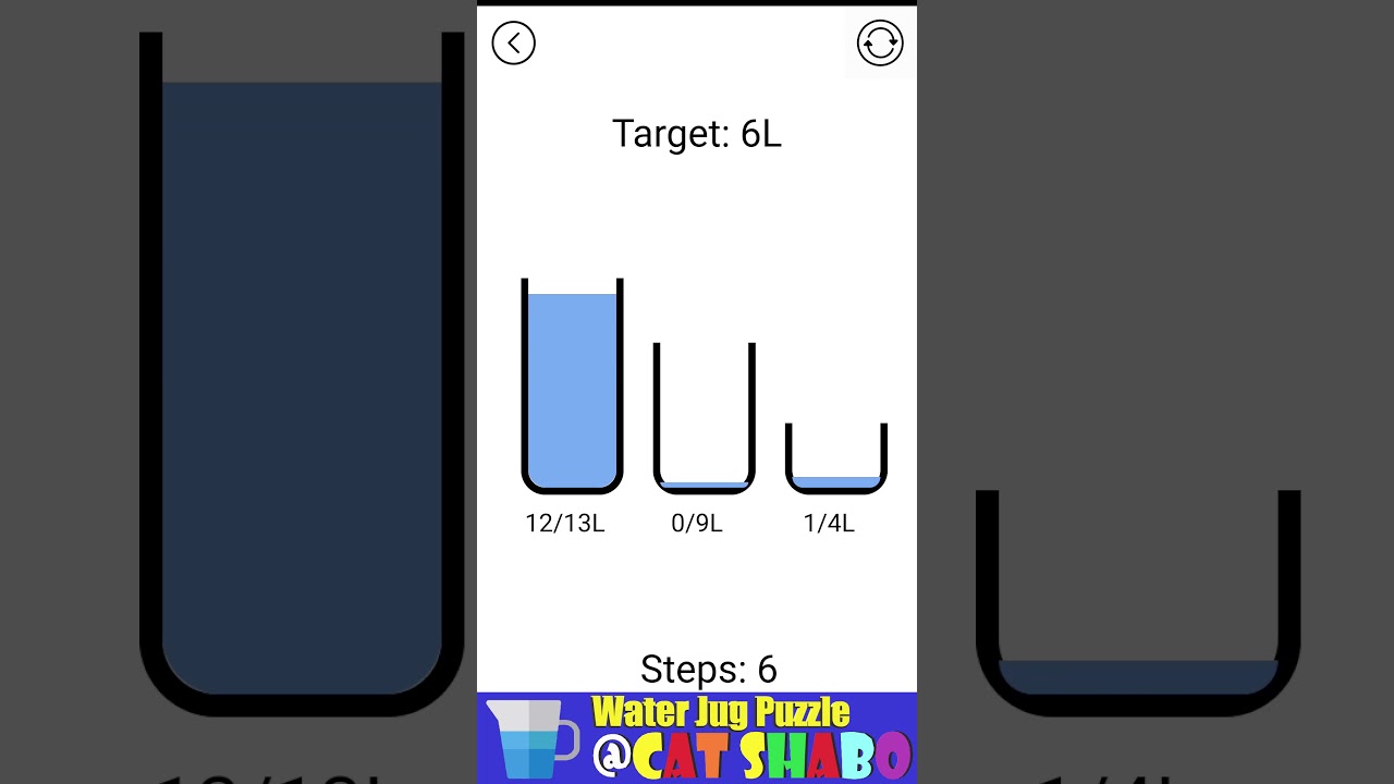 Water Jug Puzzle Target 6L | 13L 9L 4L To 6L