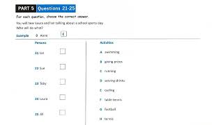 SIMPLY Cambridge A2 Key for School Test 6 Part 5