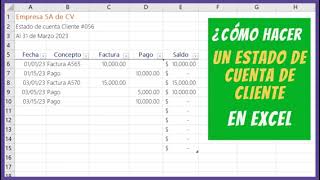 Estado de cuenta para cliente en Excel