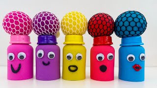 Match Rainbow Colors Squishy Balls with Kinetic Sand Milk Bottles  | Colors Song video for kids