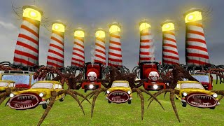 CHOO CHOO CHARLES VS MONSTER CAR EATER VS NEW LIGHTHOUSE MONSTER IN GMOD GARRYS MOD!