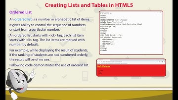 Class VIII Creating Lists and Tables in HTML5