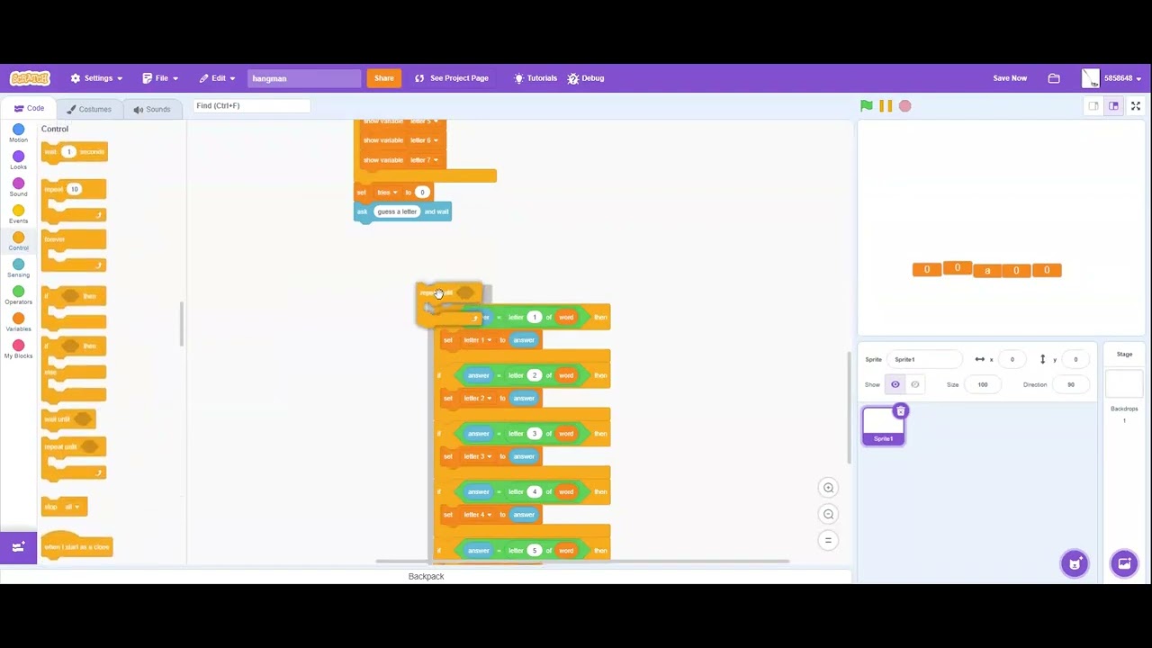 how to make hangman on scratch - YouTube