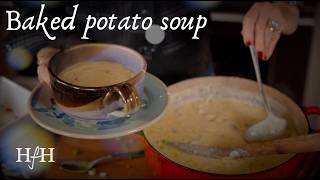 Creamy Baked Potato Soup With Bacon, Cheese & Sour Cream Cozy Winter Recipe