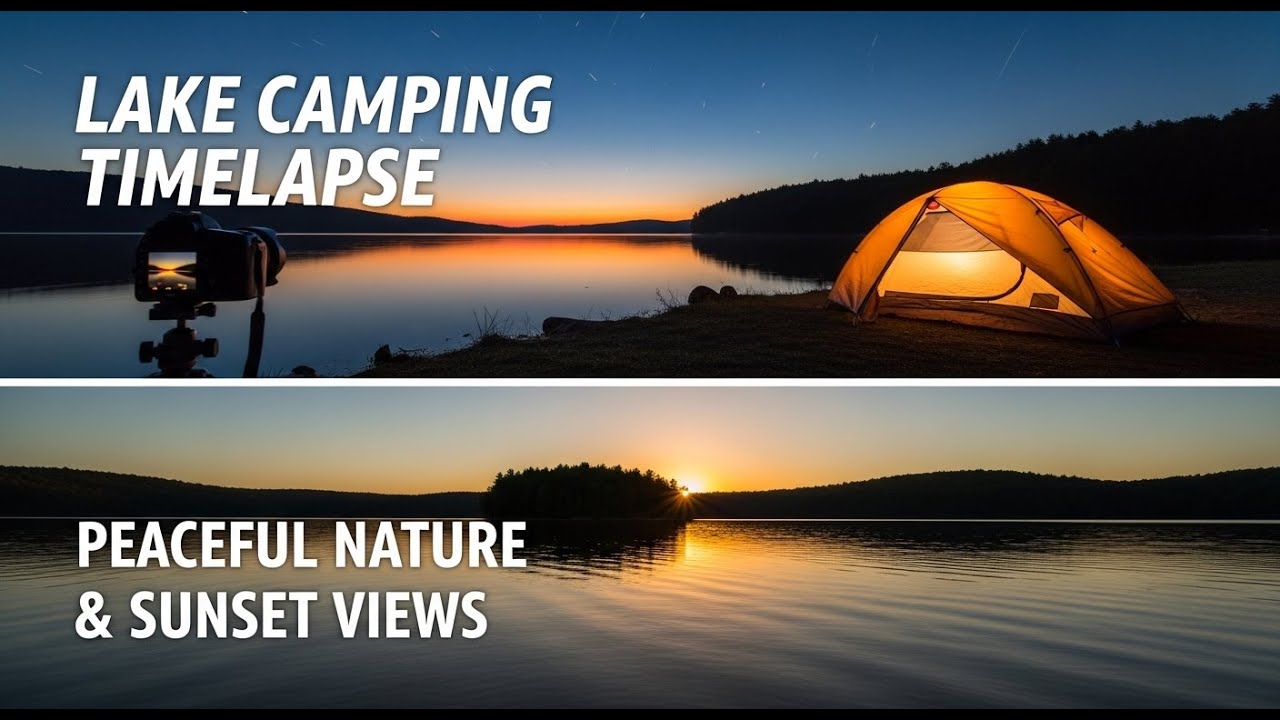 Relaxing Lake Camping Timelapse – Beautiful Sunset & Stars
