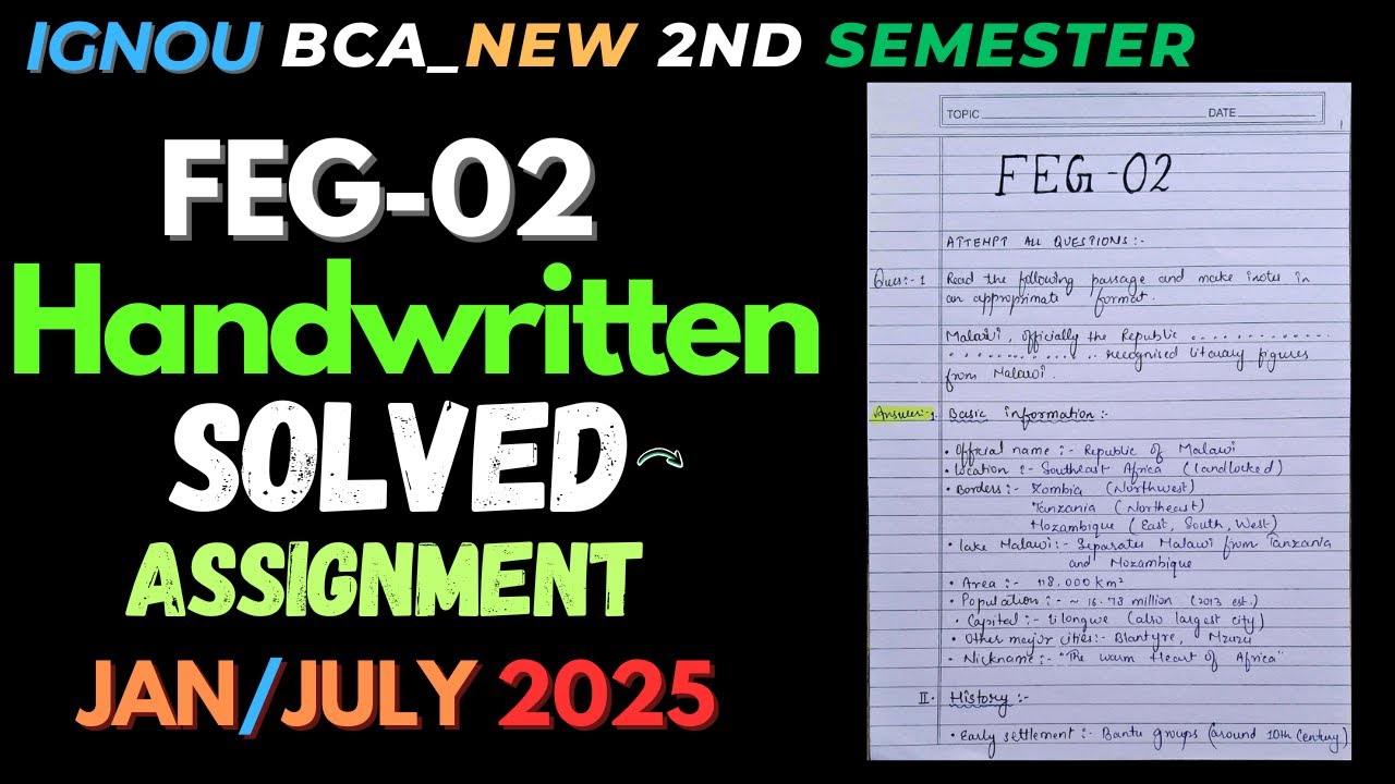 FEG-02 HANDWRITTEN SOLVED ASSIGNMENT 2025 | IGNOU BCA_New 2nd Semester Handwritten Solved Assignment