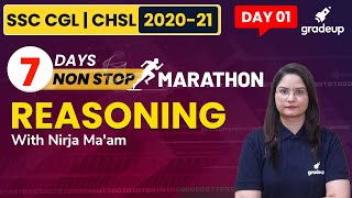 Reasoning Marathon Classes | 7 Days Non-Stop Day 1 | SSC CGL & CHSL 2020-21 | Nirja Maam | Gradeup