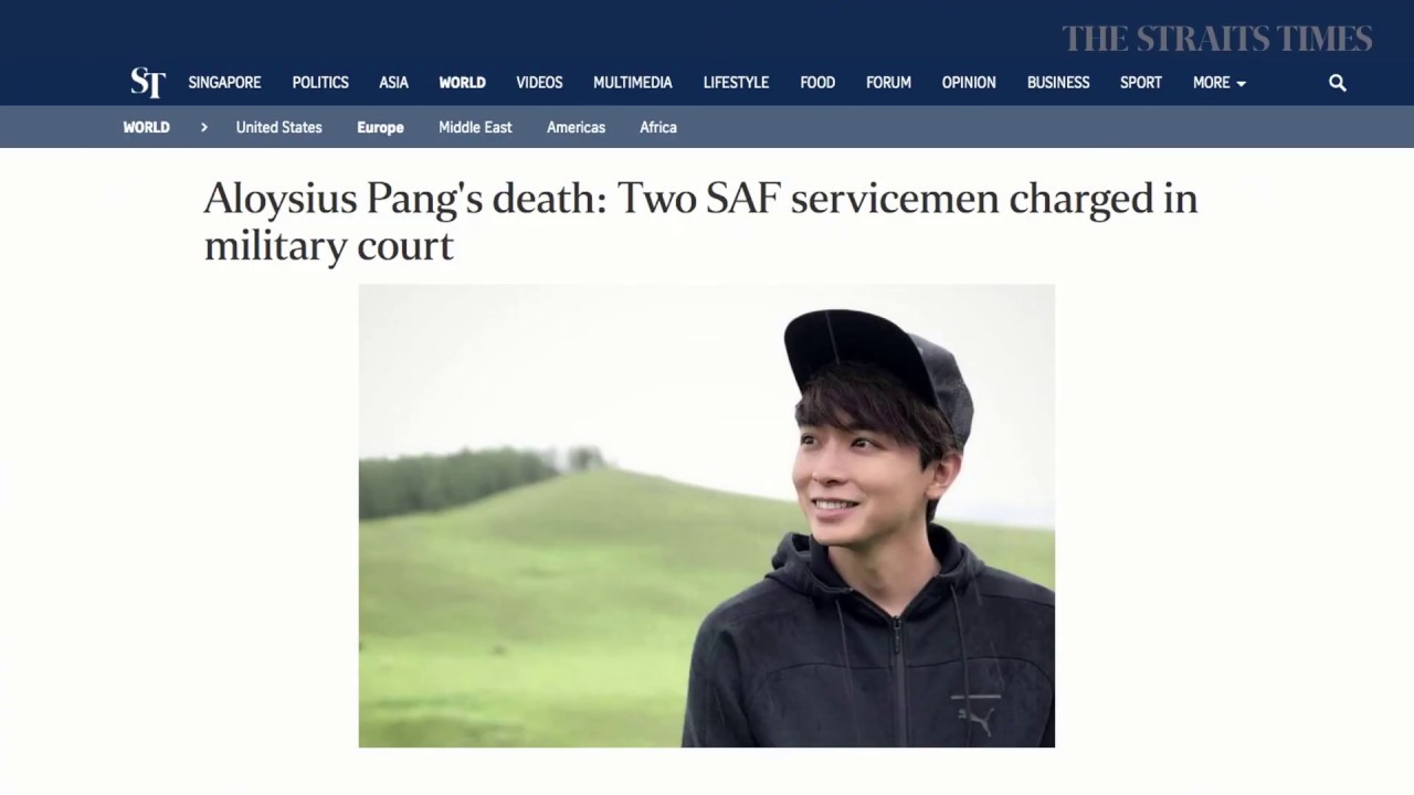 THE BIG STORY: Aloysius Pang’s death: 2 servicemen charged | The Straits Times (31/07/19)