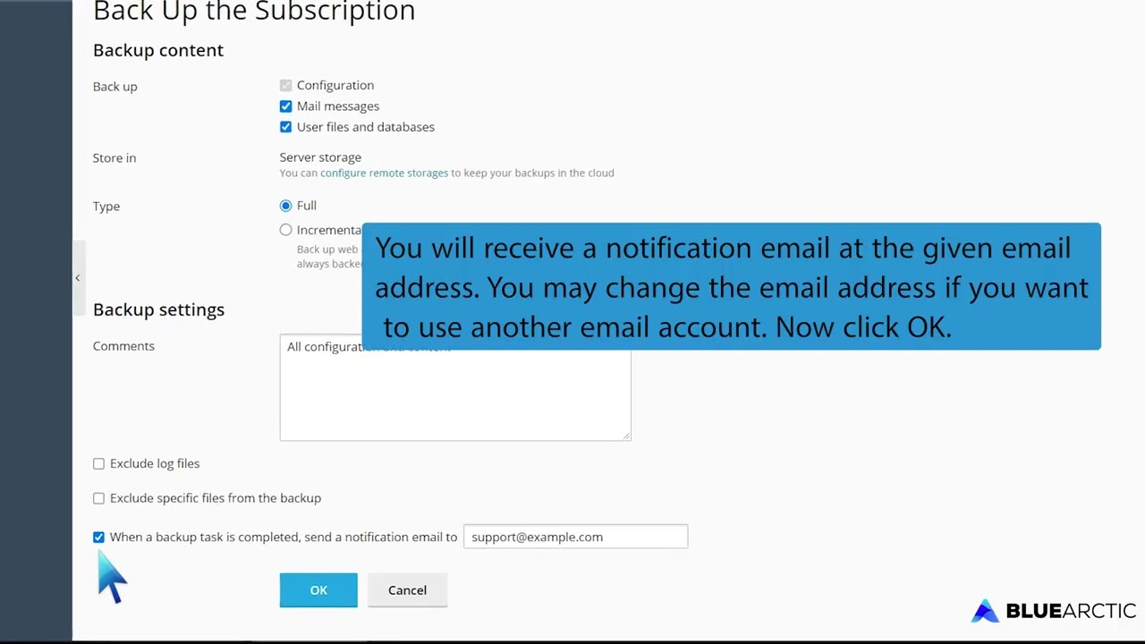 How to generate and download a full backup of your Plesk Account   BLUE ARCTIC