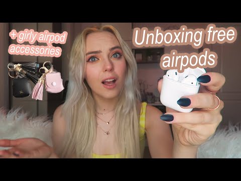 Unboxing FREE airpods + girly airpod case haul 