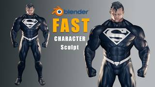 Black Superman   Character Modeling 2D to 3D - Blender Sculpting Tutorial In Just 30 minutes