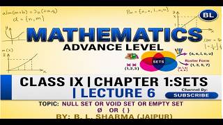 Lecture-6 I Chapter-1Sets I Mathematics At Advance LeveI I class 9 I EMPTY-NULL-VOID SET I ∅ OR { }