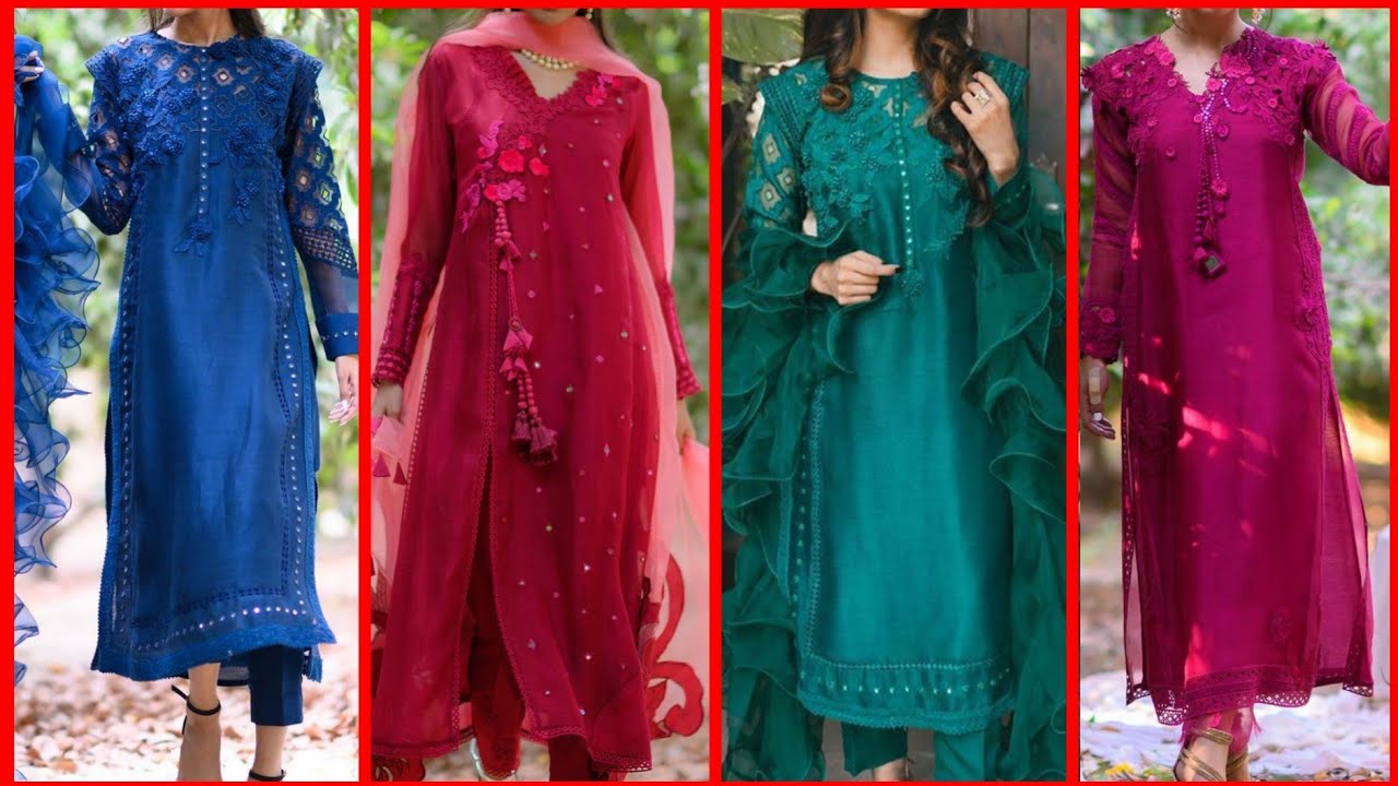 Trendy Self Embroidered Kurti Design ||3D Embroidery Dress Design ||2021||