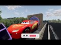 Big &amp; Small Ramps McQueen VS Train | BeamNG.drive