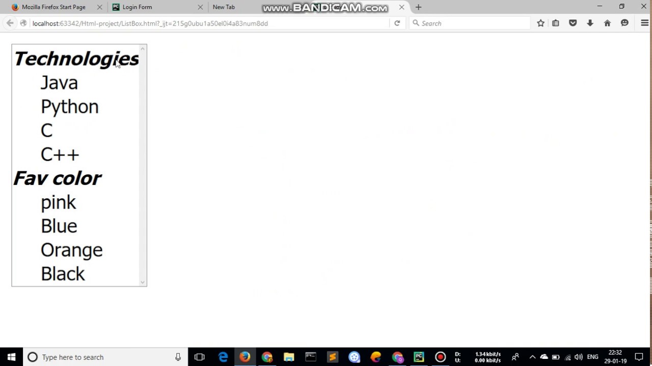 How to create Listbox in html(in hindi)TechArun YouTube
