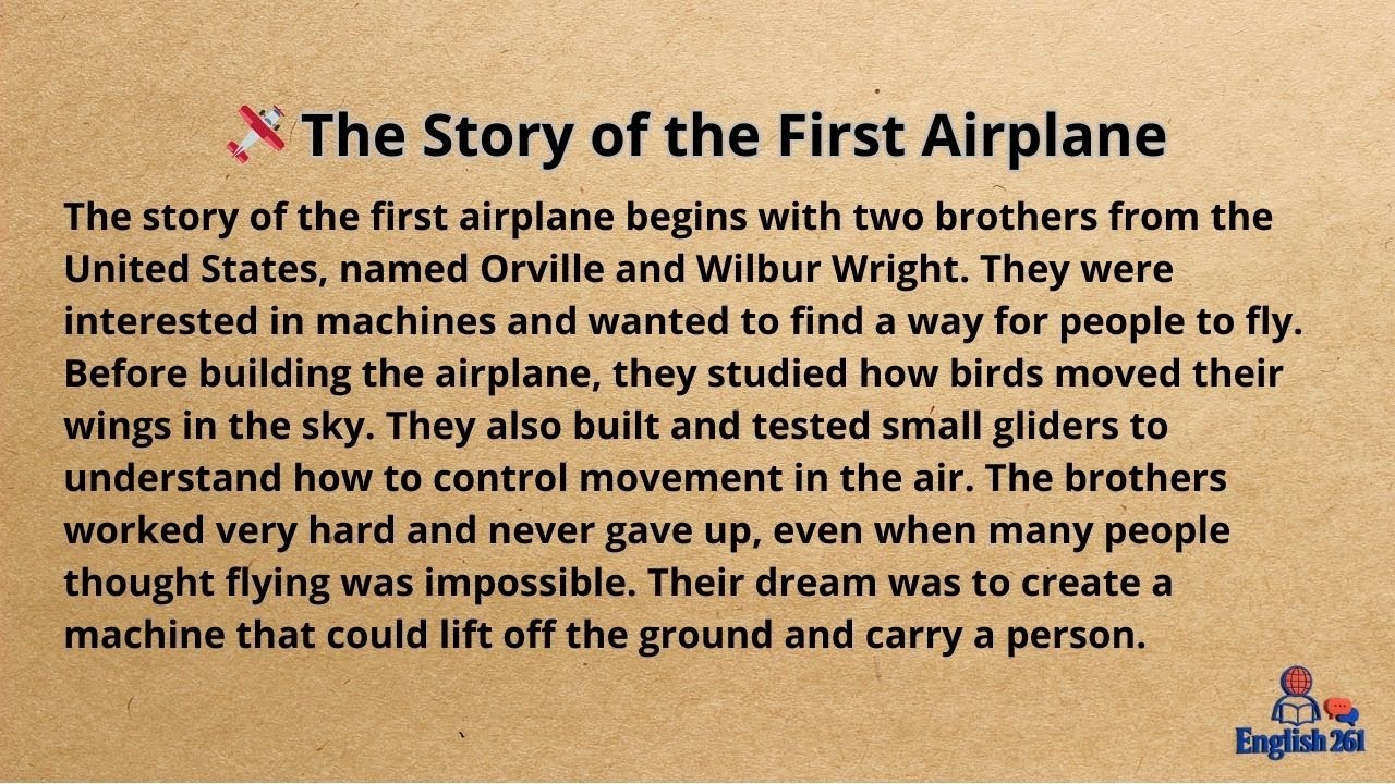 The Story Of The First Airplane / Improve your English Reading and ...